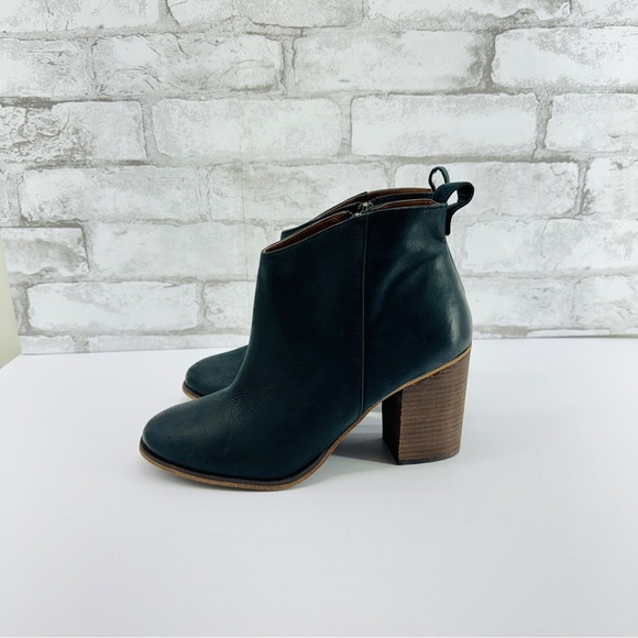 BP Lea Womens Ankle Boots Leather Black Sz 11 Round Toe Zip Block Western Chic - Picture 4 of 9
